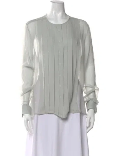 Pre-owned The Row Silk Crew Neck Blouse In Gray