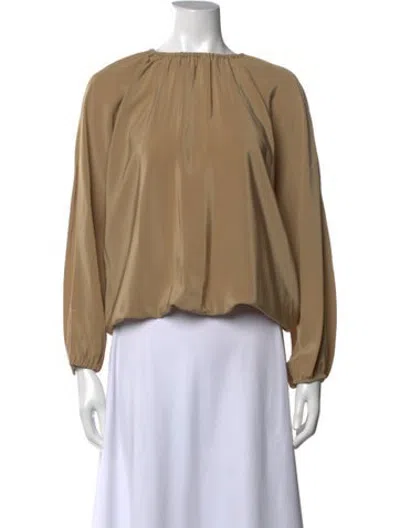 Pre-owned The Row Silk Crew Neck Blouse In Neutrals