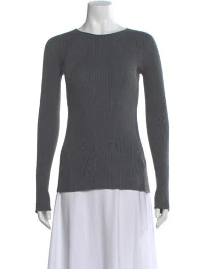 Pre-owned The Row Silk Crew Neck Sweater In Gray