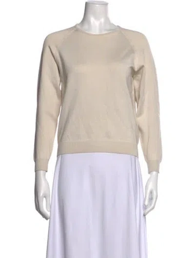 Pre-owned The Row Silk Crew Neck Sweater In Neutrals