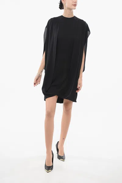 The Row Draped Silk Mini Dress In Black