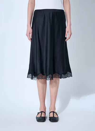 The Row Indira Silk Blend Midi Skirt In Black