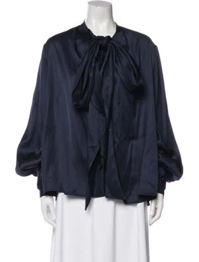 Pre-owned The Row Silk Jacket In Blue