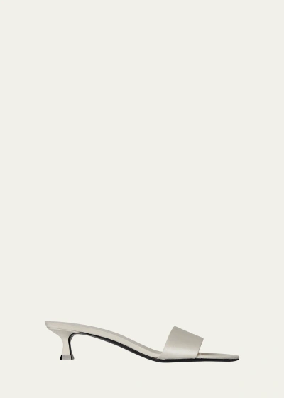 The Row Silk Kitten-heel Slide Sandals In Ivory & Milk