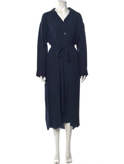 Pre-owned The Row Silk Long Dress In Blue