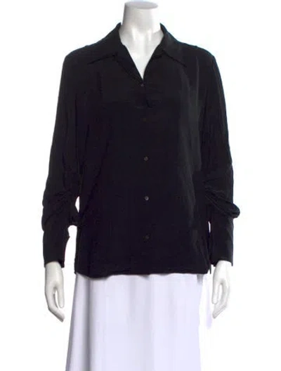 Pre-owned The Row Silk Long Sleeve Blouse In Black