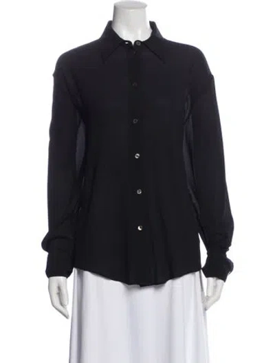 Pre-owned The Row Silk Long Sleeve Blouse In Black