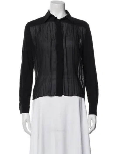 Pre-owned The Row Silk Long Sleeve Blouse In Black