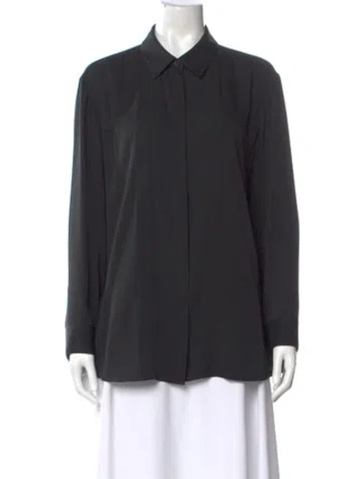 Pre-owned The Row Silk Long Sleeve Blouse In Black