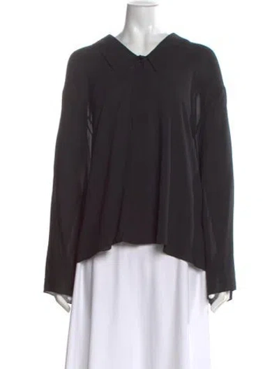 Pre-owned The Row Silk Long Sleeve Blouse In Black