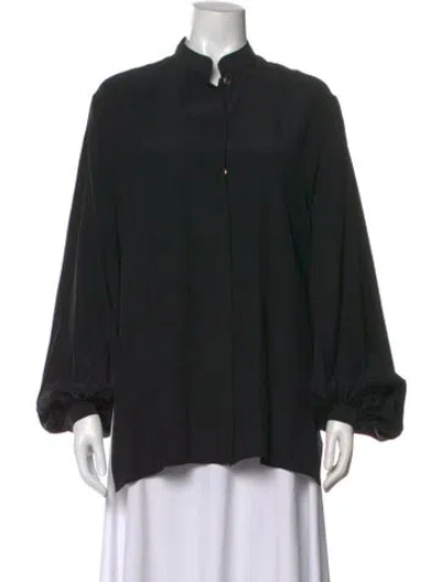 Pre-owned The Row Silk Long Sleeve Blouse In Black