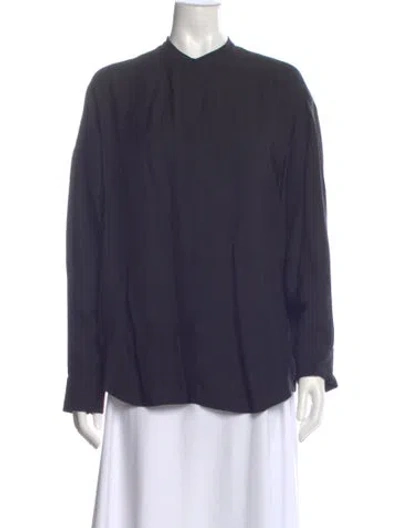 Pre-owned The Row Silk Long Sleeve Blouse In Blue