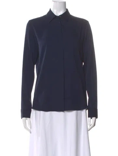 Pre-owned The Row Silk Long Sleeve Blouse In Blue