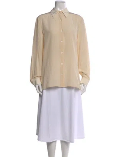 Pre-owned The Row Silk Long Sleeve Blouse In Brown