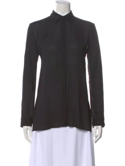 Pre-owned The Row Silk Long Sleeve Blouse In Gray