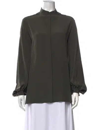 Pre-owned The Row Silk Long Sleeve Blouse In Green