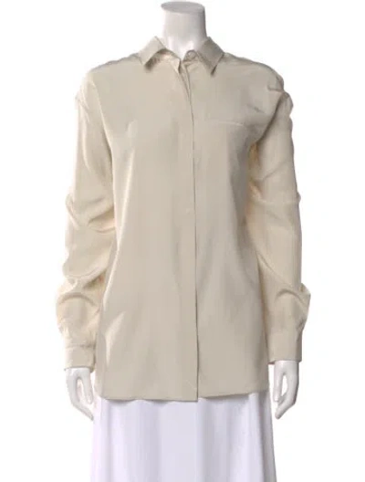 Pre-owned The Row Silk Long Sleeve Blouse In Neutral
