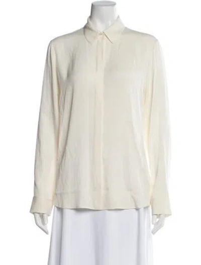 Pre-owned The Row Silk Long Sleeve Blouse In Neutral