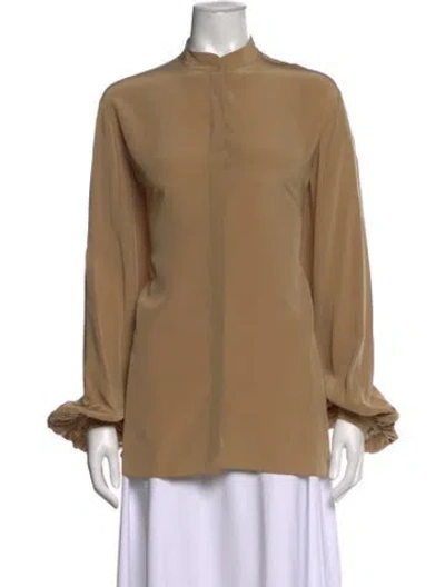 Pre-owned The Row Silk Long Sleeve Blouse In Neutrals