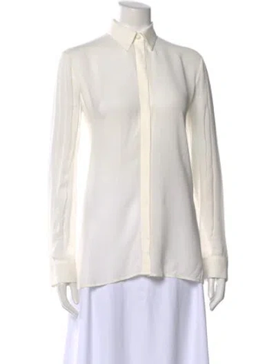 Pre-owned The Row Silk Long Sleeve Blouse In White