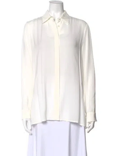 Pre-owned The Row Silk Long Sleeve Blouse In White