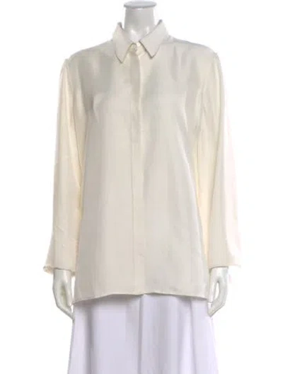 Pre-owned The Row Silk Long Sleeve Blouse In White