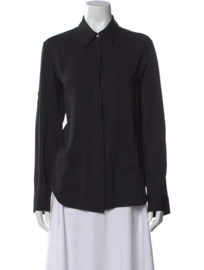Pre-owned The Row Silk Long Sleeve Button-up Top In Black