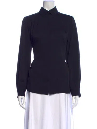 Pre-owned The Row Silk Long Sleeve Button-up Top In Black