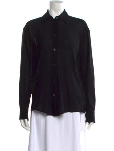 Pre-owned The Row Silk Long Sleeve Button-up Top In Black