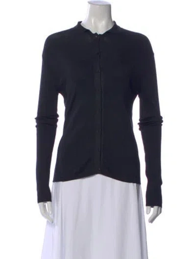 Pre-owned The Row Silk Long Sleeve Button-up Top In Blue