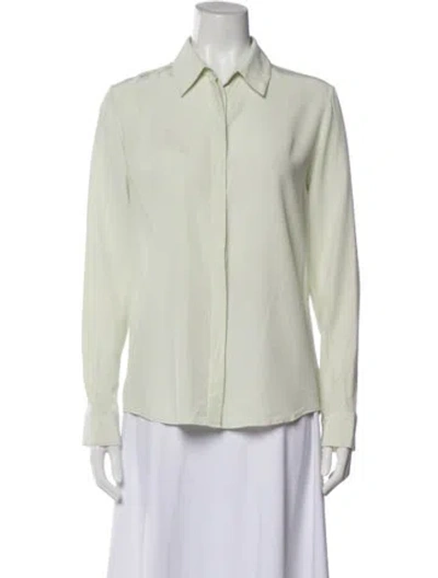 Pre-owned The Row Silk Long Sleeve Button-up Top In Green