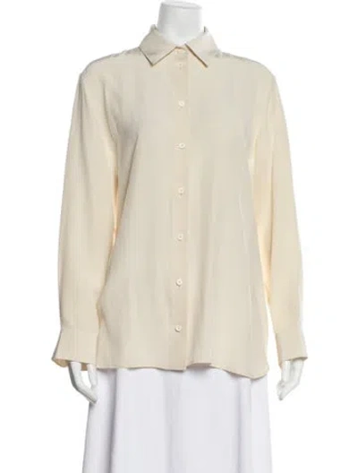 Pre-owned The Row Silk Long Sleeve Button-up Top In Neutral