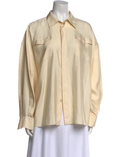 Pre-owned The Row Silk Long Sleeve Button-up Top In Neutral