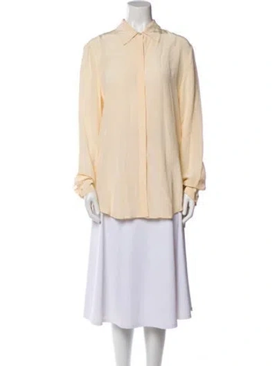Pre-owned The Row Silk Long Sleeve Button-up Top In Neutral