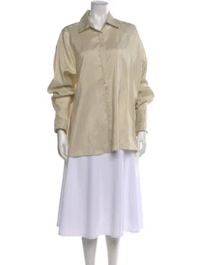 Pre-owned The Row Silk Long Sleeve Button-up Top In Neutral