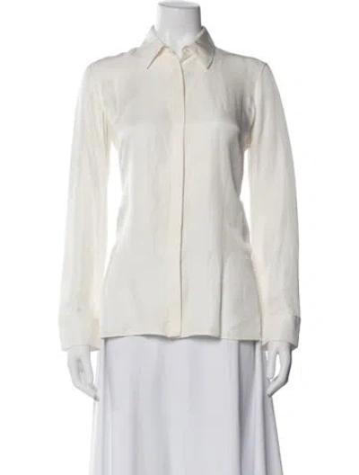 Pre-owned The Row Silk Long Sleeve Button-up Top In Neutral