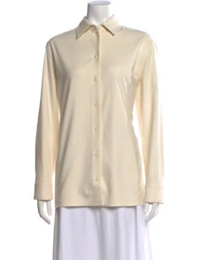 Pre-owned The Row Silk Long Sleeve Button-up Top In Neutral