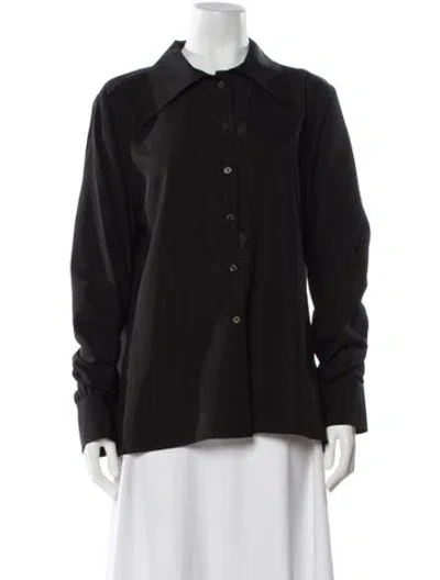 Pre-owned The Row Silk Long Sleeve Button-up Top W/ Tags In Black