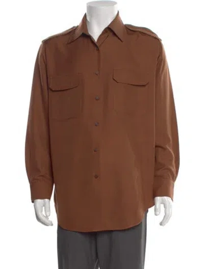 Pre-owned The Row Silk Long Sleeve Shirt In Brown