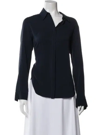 Pre-owned The Row Silk Long Sleeve Top In Blue