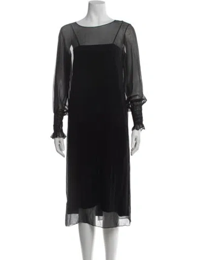 Pre-owned The Row Silk Midi Length Dress In Black