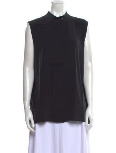 Pre-owned The Row Silk Mock Neck Blouse In Black