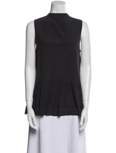 Pre-owned The Row Silk Mock Neck Blouse In Blue