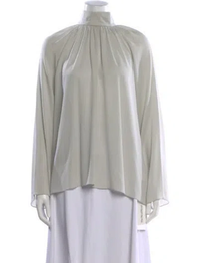 Pre-owned The Row Silk Mock Neck Blouse In Gray