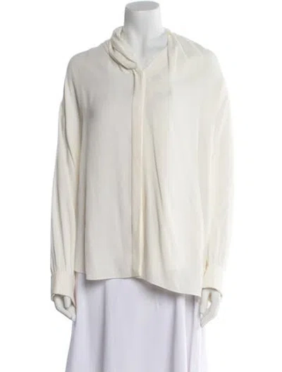 Pre-owned The Row Silk Mock Neck Blouse In Neutral