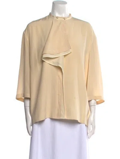 Pre-owned The Row Silk Mock Neck Blouse In Neutral
