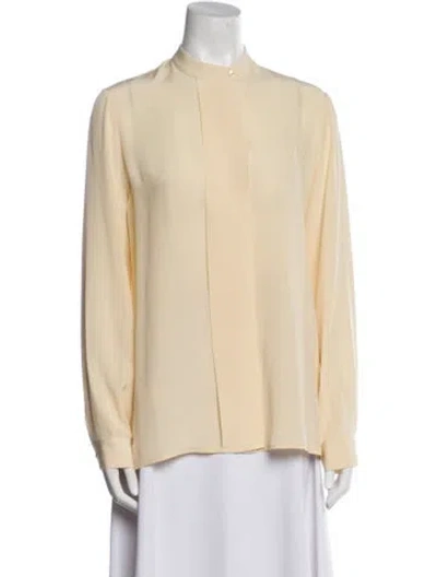 Pre-owned The Row Silk Mock Neck Blouse In Neutral