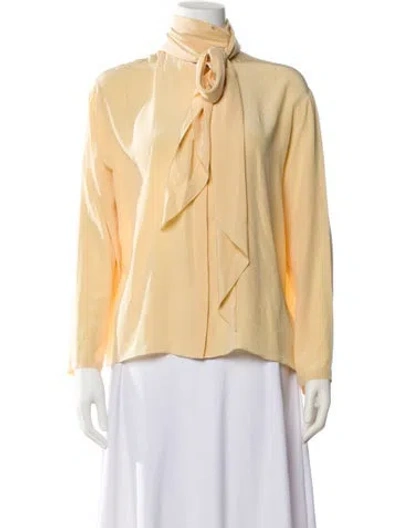 Pre-owned The Row Silk Mock Neck Blouse In Yellow