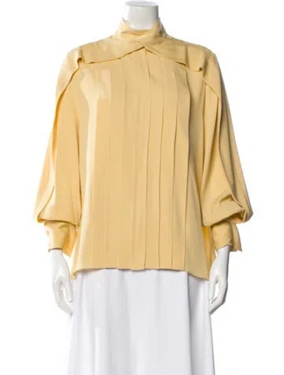 Pre-owned The Row Silk Mock Neck Blouse In Yellow