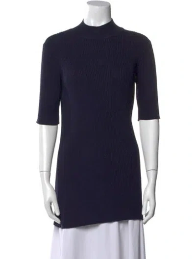 Pre-owned The Row Silk Mock Neck Sweater In Blue